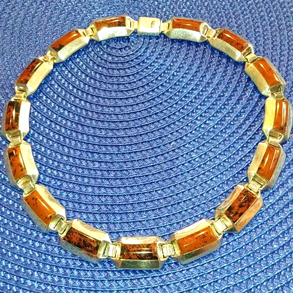 18 inch sterling / brown necklace